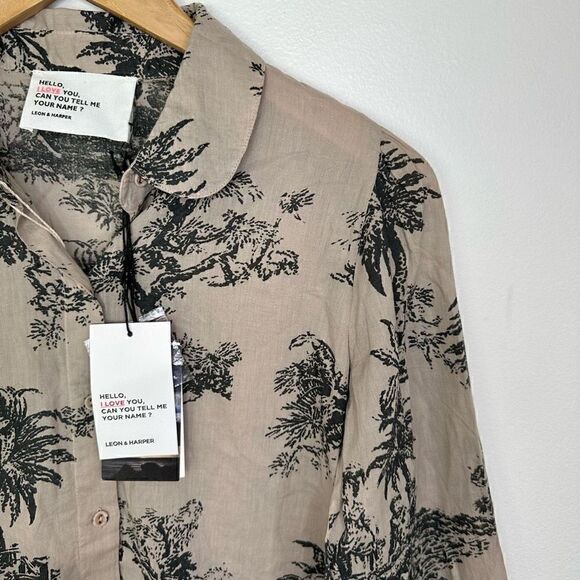 Leon & Harper Women’s Cher Juy Shirt Petale Claudine Collar Organic Cotton Blous - Picture 7 of 12